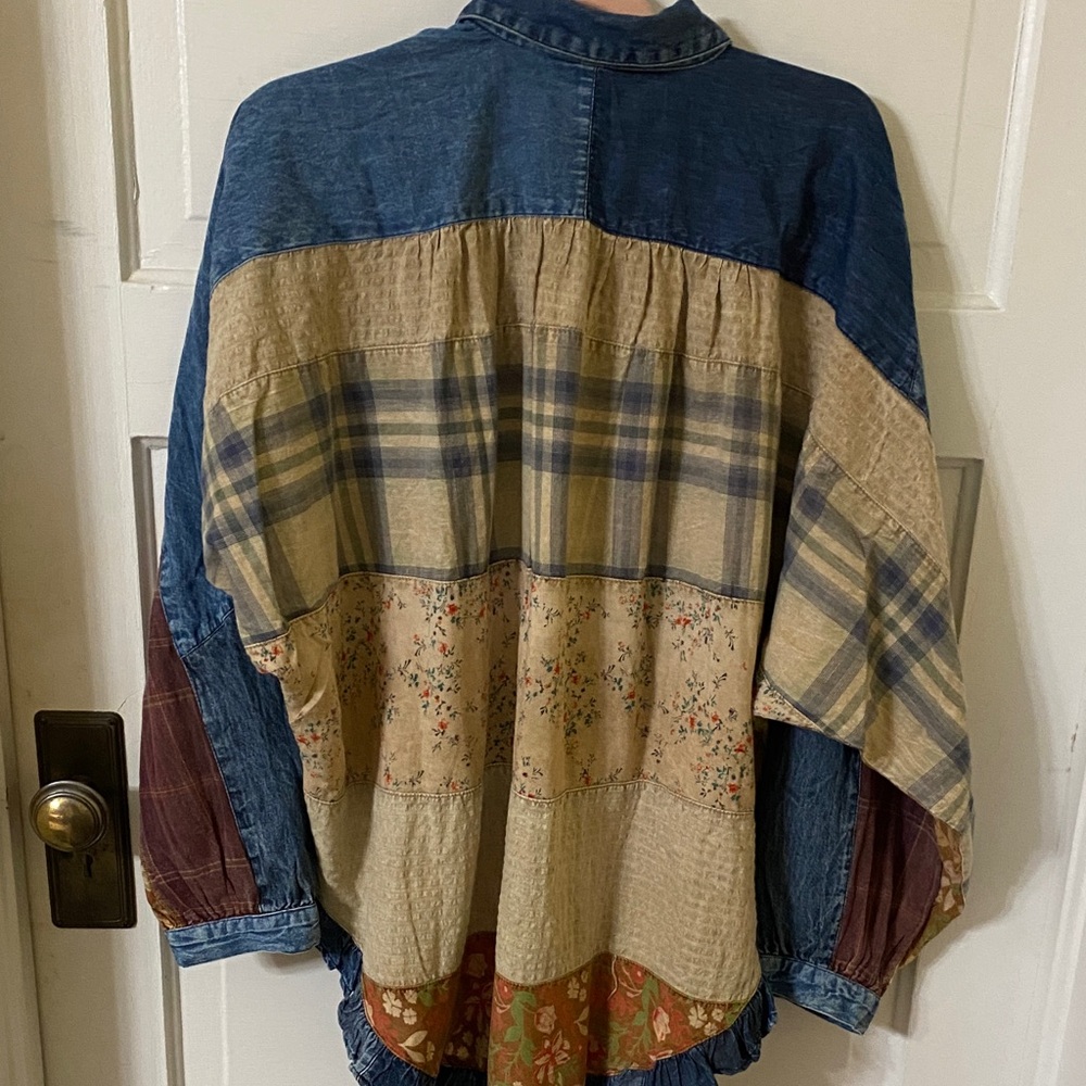 Young Threads Patchwork Denim Shirt Oversized Boh… - image 9